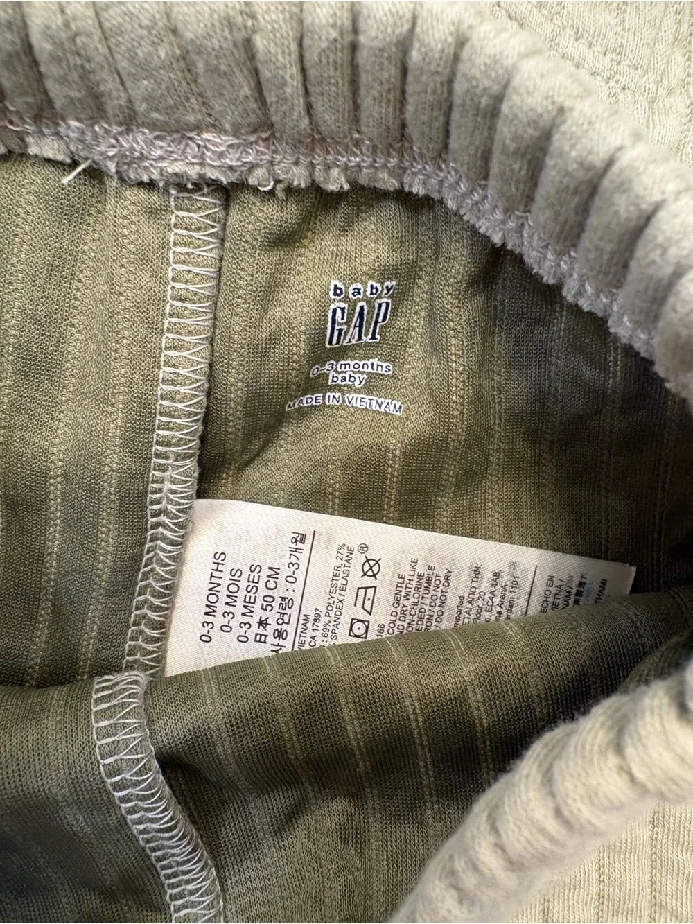 GAP Baby Ribbed Hooded Romper in Sage